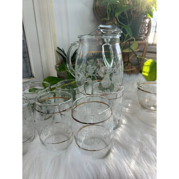 Vintage Bartlett Collins juice carafe pitcher 6 glasses creamer and sugar - Picture 4 of 10